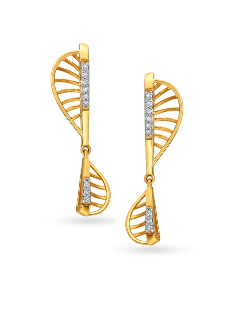 

Mia By Tanishq 14KT Yellow Gold Diamond Studded Drop Earrings