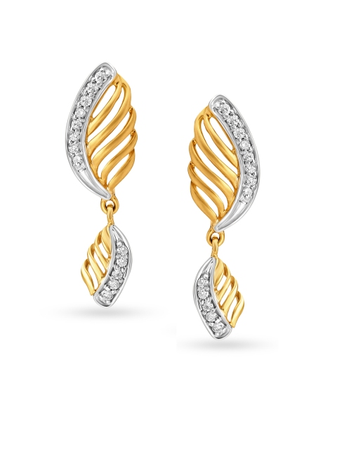 

Mia By Tanishq 14KT Yellow Gold Diamond Studded Drop Earrings