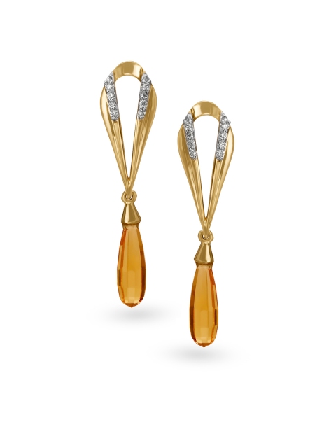 

Mia by Tanishq 14KT Yellow Gold Diamond Teardrop Drop Earrings
