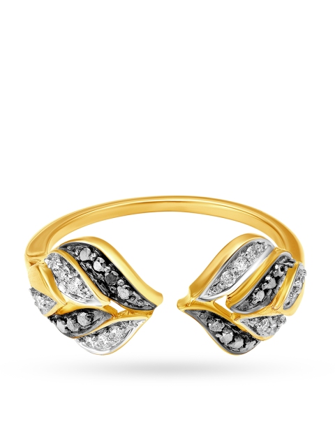 

Mia By Tanishq Women 14KT Yellow Gold Open-Ended Ring With Black Diamonds