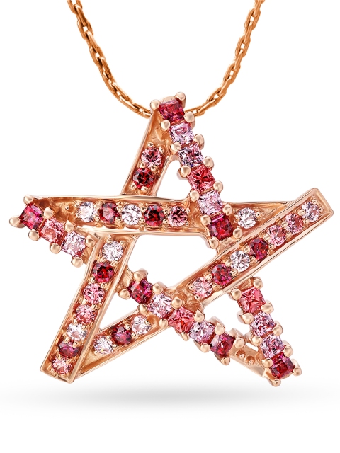 

Mia By Tanishq 14KT Rose Gold, Red & Pink CZ Stone-Studded Pendant with Star-Shaped Design