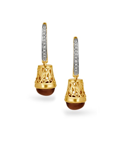 

Mia by Tanishq 14KT Gold Quartz Diamond Drop Earrings