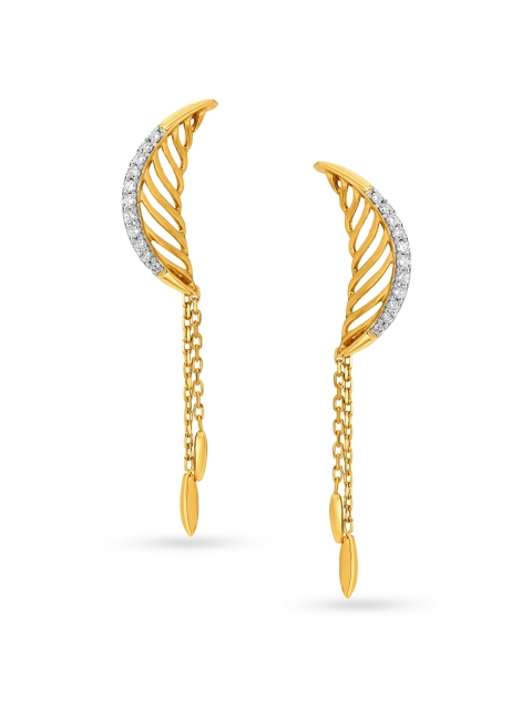 

Mia By Tanishq 14KT Yellow Gold Diamond Studded Drop Earrings