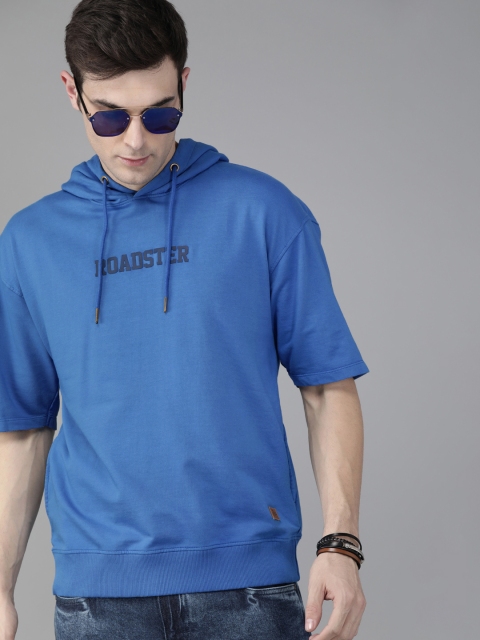 

Roadster Men Blue HD Printed Brand Carrier Hooded Sweatshirt