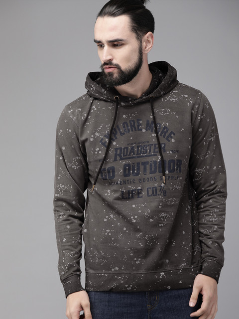

The Roadster Lifestyle Co Men Black Printed Hooded Sweatshirt
