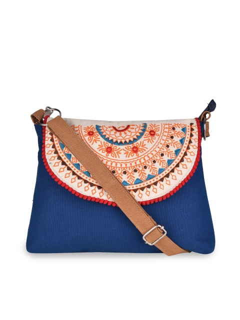 

Pick Pocket Blue & Off-White Printed Sling Bag