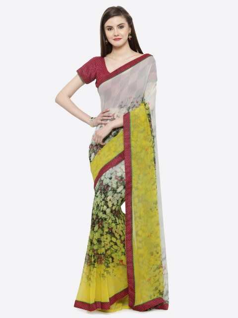 

Shaily Green & Grey Pure Georgette Printed Saree