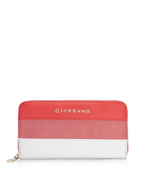 

GIORDANO Women Red & White Colourblocked Zip Around Wallet