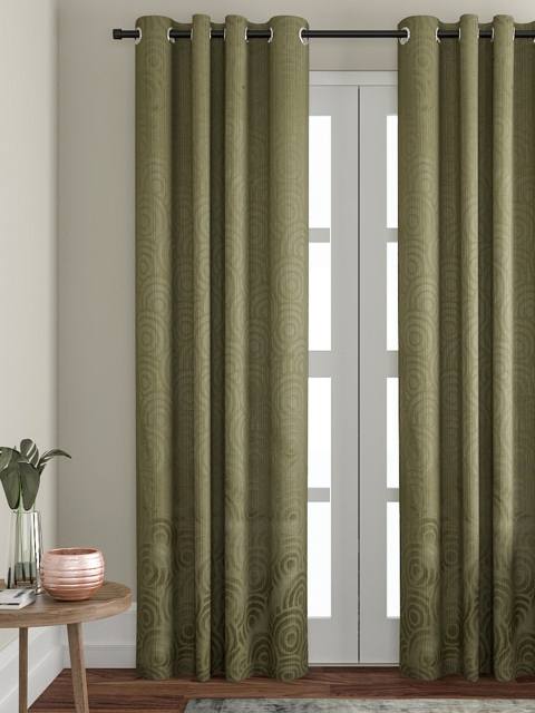 

VRINDA Olive Green Printed Door Curtain