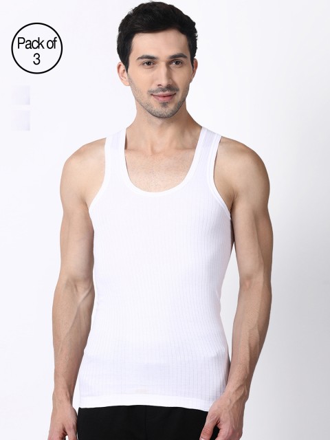 

DIXCY SCOTT Men White Solid Inerwear Vests K1-PR6431VS
