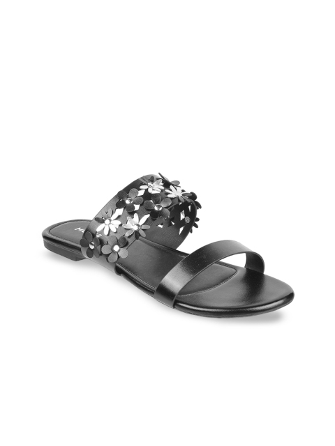 

Mochi Women Black Solid Open Toe Flats