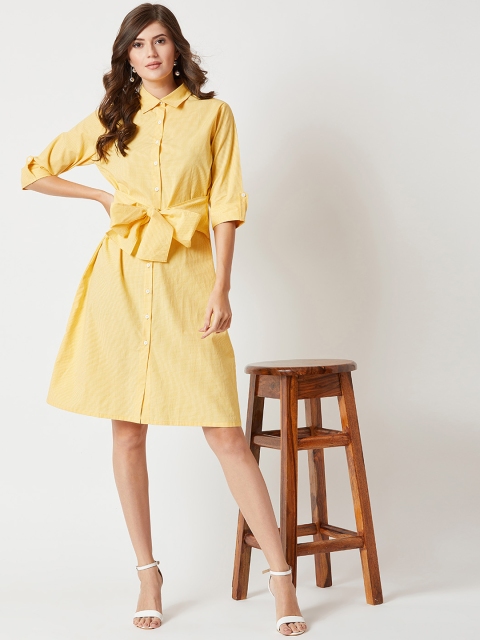 

Miss Chase Women Yellow Checked Shirt Dress
