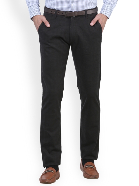 

Crimsoune Club Men Black Slim Fit Checked Formal Trousers