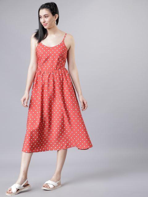 

Tokyo Talkies Women Rust Fit and Flare Dress