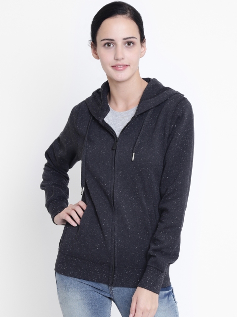 

Crimsoune Club Women Charcoal Grey Solid Hooded Sweatshirt