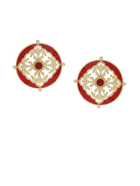 

Voylla Gold-Toned & Red Geometric Studs