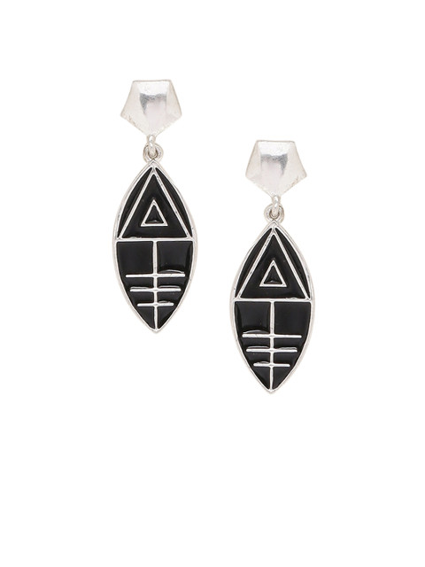 

Voylla Silver-Toned Geometric Drop Earrings