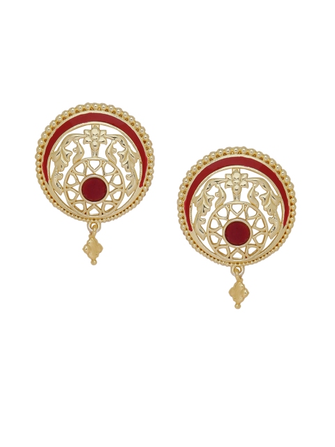 

Voylla Gold-Toned & Red Circular Studs