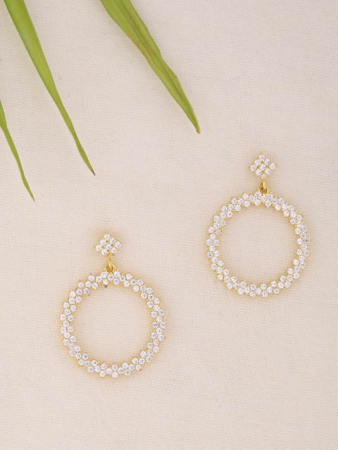 

Voylla Gold-Toned Stone-Studded Handcrafted Circular Drop Earrings