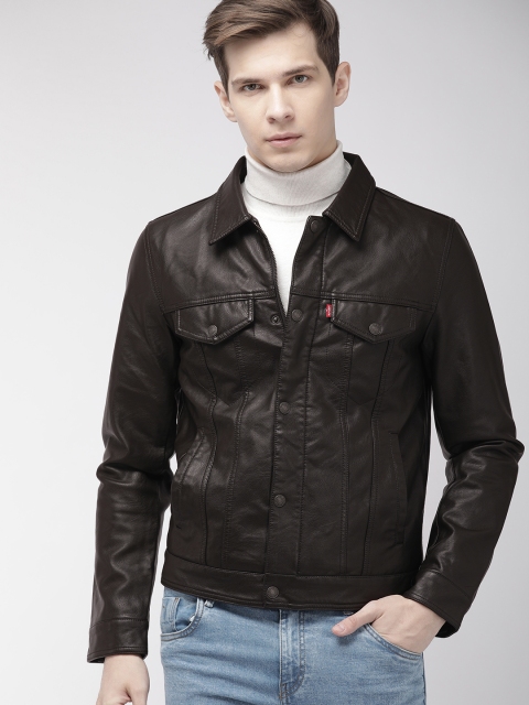 

Levis Men Brown Solid Biker Jacket