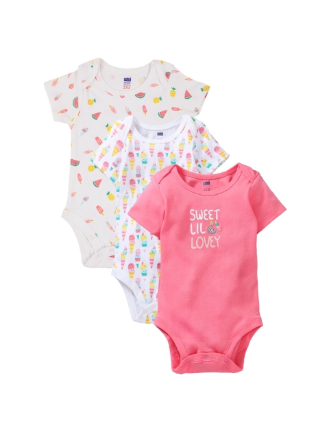 

Simply Unisex Pack of 3 Rompers, Pink