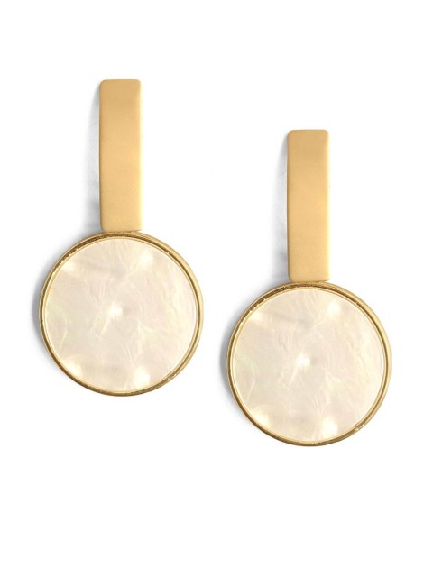 

Foxy Sperks Gold-Toned & Beige Geometric Drop Earrings