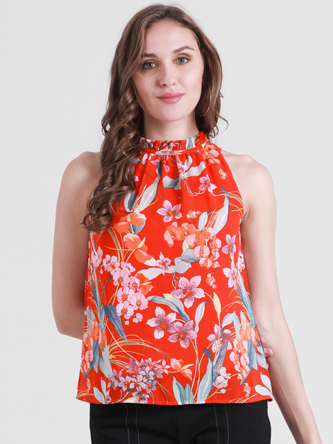 

Zink London Women Red Printed Top