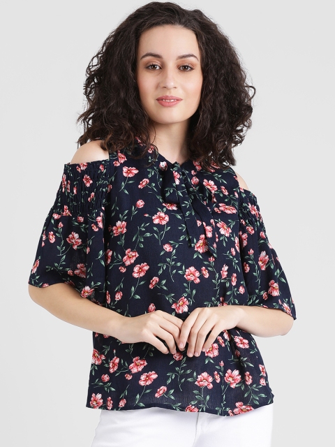 

Zink London Women Blue Printed A-Line Top