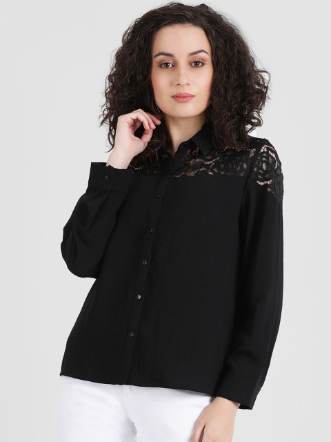 

Zink London Women Black Solid Shirt Style Top