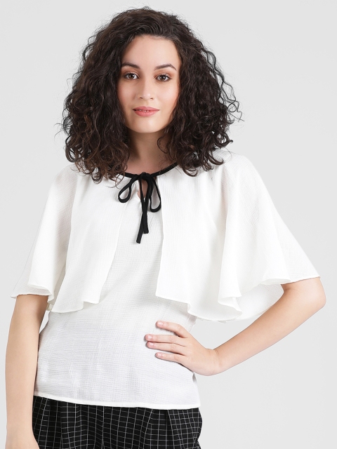 

Zink London Women White Solid A-Line Top
