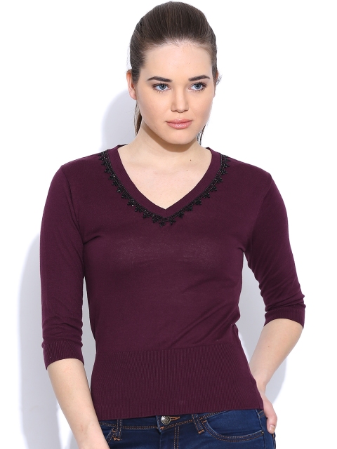 

Pepe Jeans Burgundy Sweater with Embellished Detail