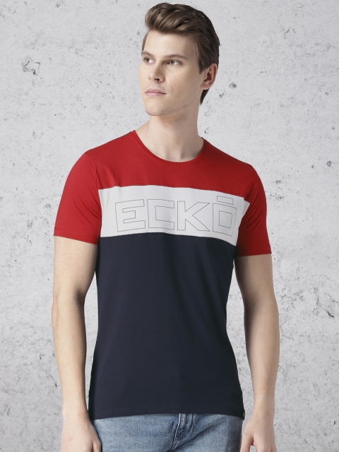 

Ecko Unltd Men Red Colourblocked Round Neck T-shirt