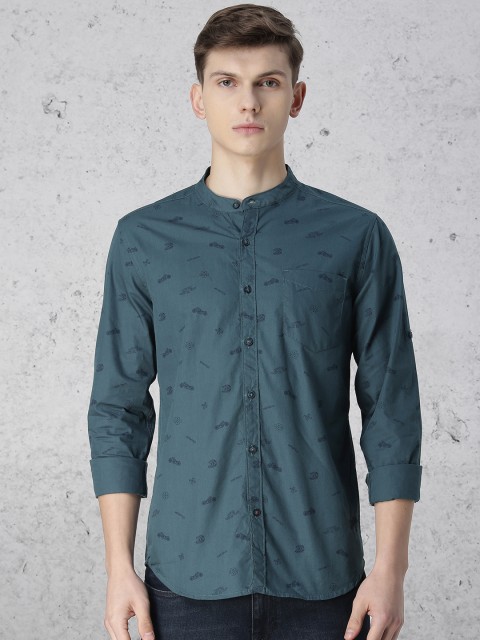 

Ecko Unltd Men Teal Blue Slim Fit Printed Casual Shirt