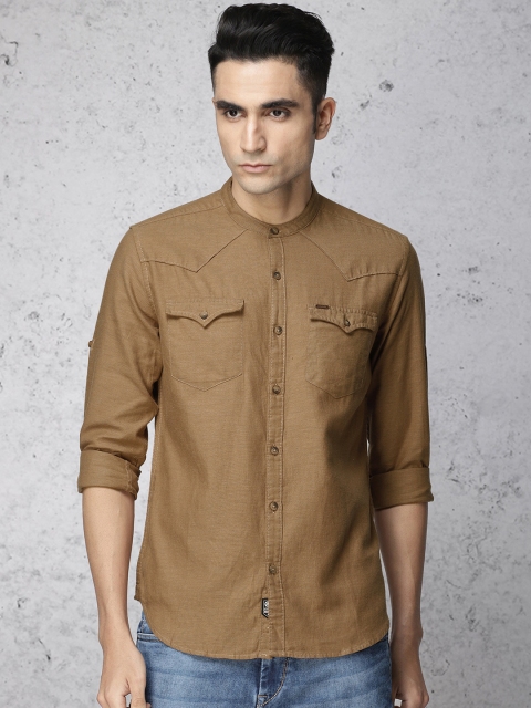 

Ecko Unltd Men Khaki Slim Fit Solid Casual Shirt