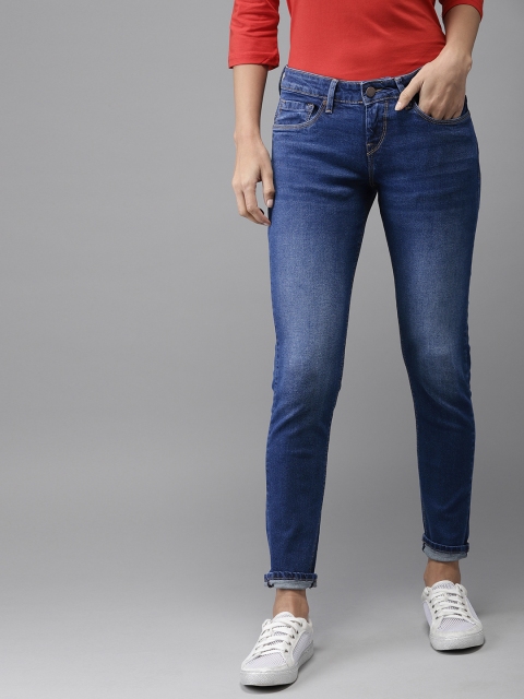 

HERE&NOW Women Blue Slim Fit Mid-Rise Clean Look Stretchable Jeans