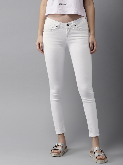 

HERE&NOW Women White Skinny Fit Mid-Rise Clean Look Stretchable Jeans