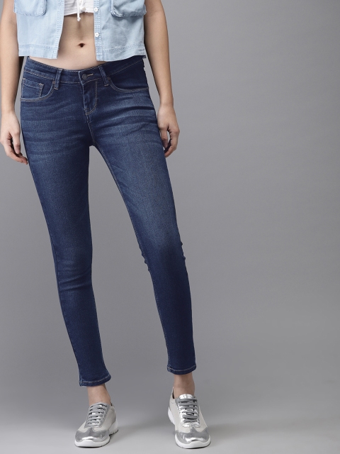 

HERE&NOW Women Blue Skinny Fit Mid-Rise Clean Look Stretchable Jeans