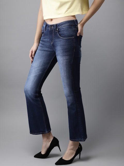 

HERE&NOW Women Blue Bootcut Mid-Rise Clean Look Stretchable Jeans