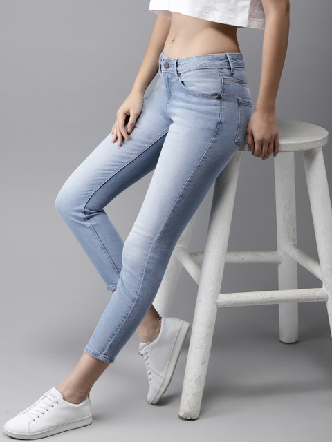 

HERE&NOW Women Blue Skinny Fit Mid-Rise Clean Look Stretchable Jeans
