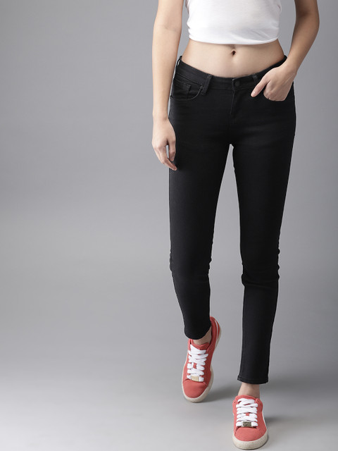 

HERE&NOW Women Black Skinny Fit Mid-Rise Clean Look Stretchable Jeans