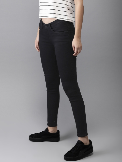 

HERE&NOW Women Black Skinny Fit Mid-Rise Clean Look Stretchable Jeans