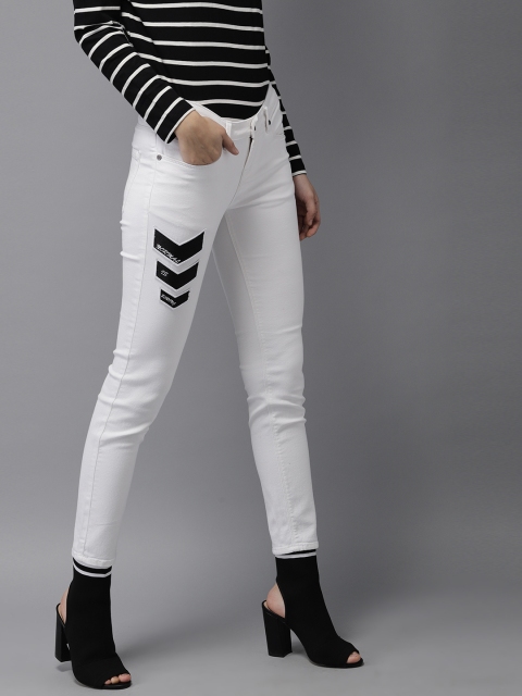 

HERE&NOW Women White Skinny Fit Mid-Rise Clean Look Stretchable Jeans