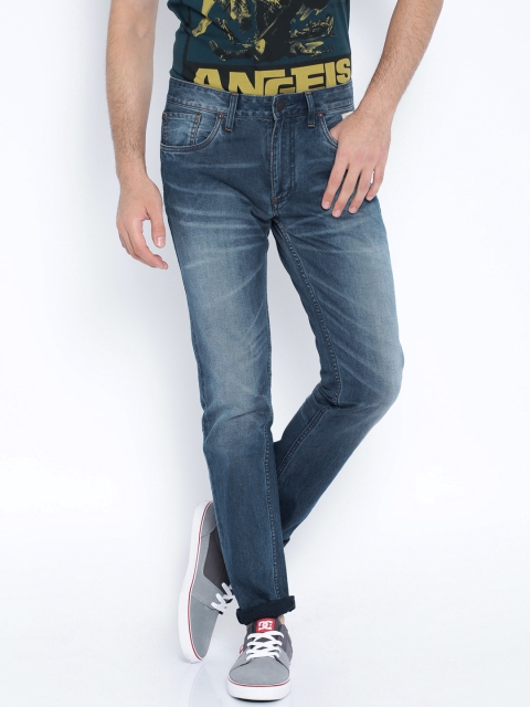 

Slub Blue Washed Slim Jeans