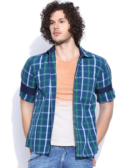 

Slub Blue Checked Casual Shirt