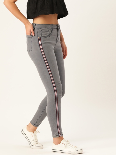 

DressBerry Women Charcoal Grey Skinny Fit Mid-Rise Clean Look Stretchable Jeans
