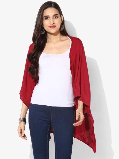 

Sangria Women Maroon Solid Open Front Longline Shrug