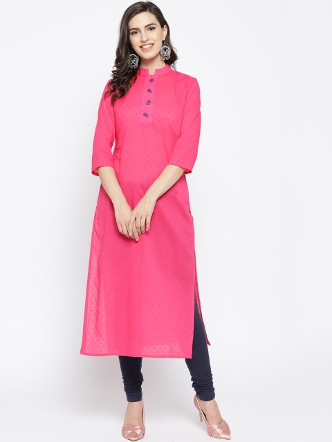 

Sangria Women White & Blue Printed Straight Kurta