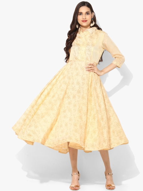 

Sangria Women Beige Floral Printed Fusion Shirt Dress