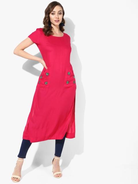 

Sangria Women Pink Solid Straight Fit Kurta