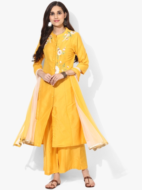 

Sangria Women Yellow Solid Kurta with Palazzos and Dupatta